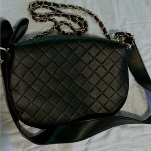 Black crossbody bag with chain strap